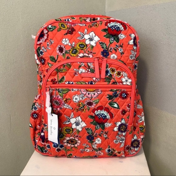 Vera Bradley Handbags - Vera Bradley Campus Backpack Laptop Coral floral